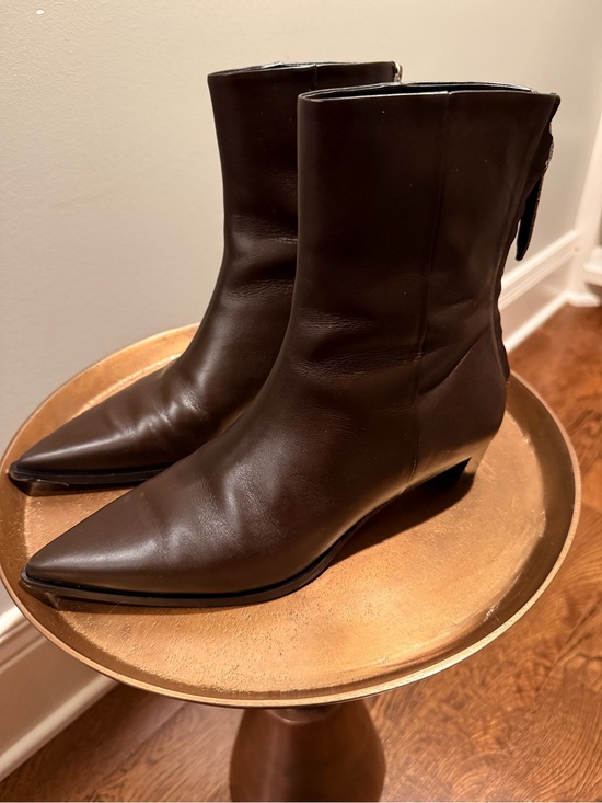 Aeyde Shoes - Aeyde Dark Brown Pointed Leather Ankle Boots